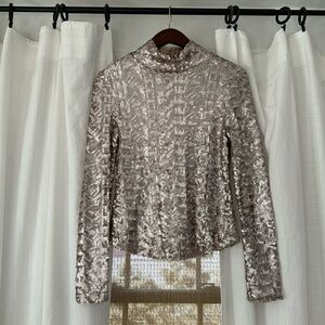 Free people Riot Sequin Sequined Turtleneck xs
